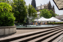 A water feature in a park downtown