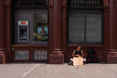 Beggar in Basel, asking for something to eat