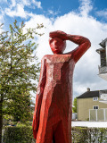 Red wooden sculpture by Josef Lang