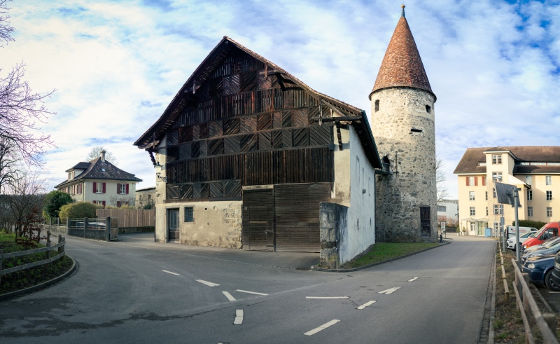 A typical Swiss barn