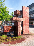 Vattenskulptur (1971) in marble from Älvdalen by Gustav Kaunitz. Linköping., Sweden